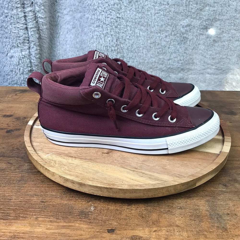 Converse Chuck Taylor All Star Street Mid Sneakers M 7 W 9 Burgundy Canvas Shoes